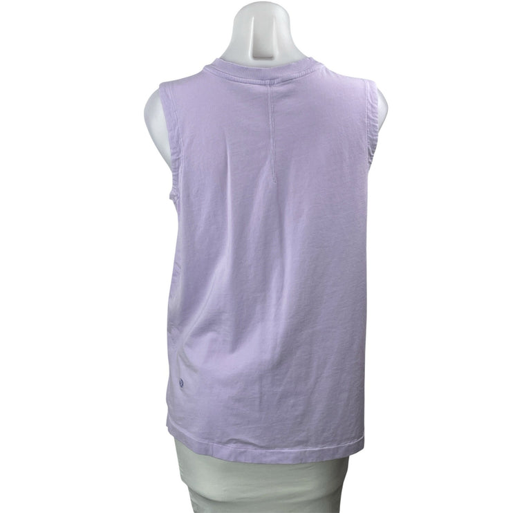 Lululemon All Yours Organic Cotton Purple Lilac Ribbed Crew Neck Tank Top Size S
