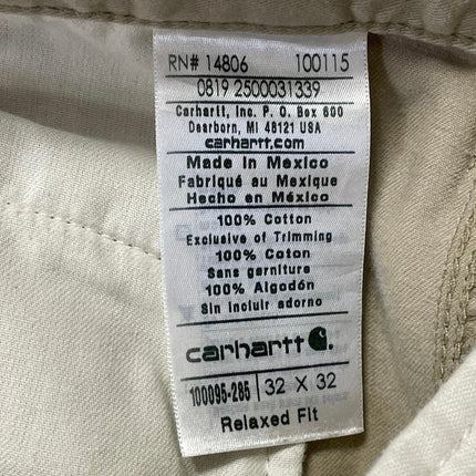 Carhartt Men's Beige Relaxed Fit Straight Leg Khaki Chino Trousers Pants 32x32