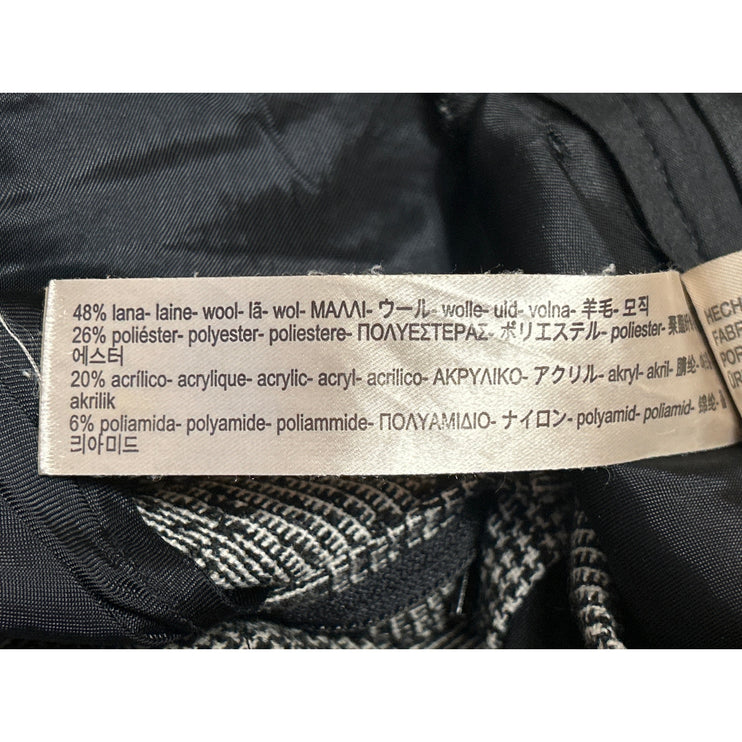 Massimo Dutti Black White Wool Plaid Knit Straight Leg Trousers Dress Pants Sz 2