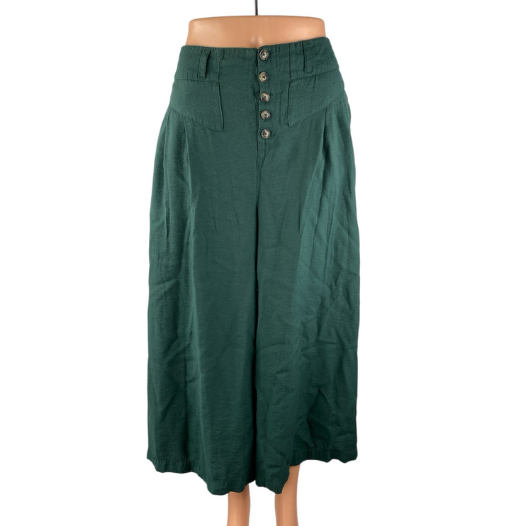Anthropologie Ett Twa Women's Green High Rise Wide Leg Trousers Pants Size XS