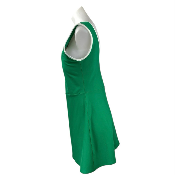 YPB Sculpt Lux Green Sleeveless Boat Neck Mini A-line Fit & Flare Tank Dress L