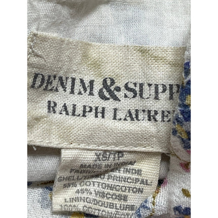 Ralph Lauren Denim & Supply White Floral Long Sleeve Babydoll Mini Dress Size XS