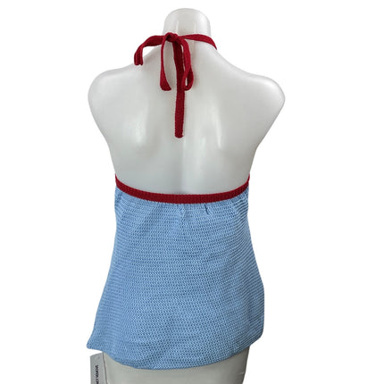 NEW Princess Polly Contradiction Hardware Detail Blue Sleeveless Halter Top M/L