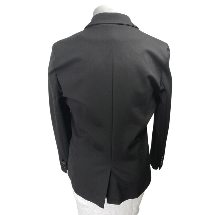 Women's Black Long Sleeve Single Breasted Notch Collar Blazer Coat Jacket Size M
