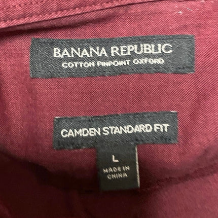Banana Republic Men Red Camden Standard Oxford Long Sleeve Button Up Shirt Top L