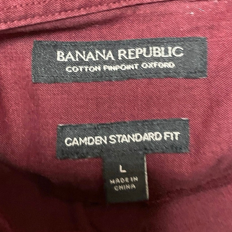 Banana Republic Men Red Camden Standard Oxford Long Sleeve Button Up Shirt Top L