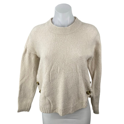 Madewell Women's Wool Crew Neck Long Sleeve Button Sweatshirt Sweater Top Sz XS