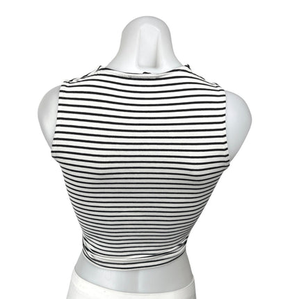 Zara Women's Black White Striped Sleeveless Cami Camisole Tank Crop Top Size XS