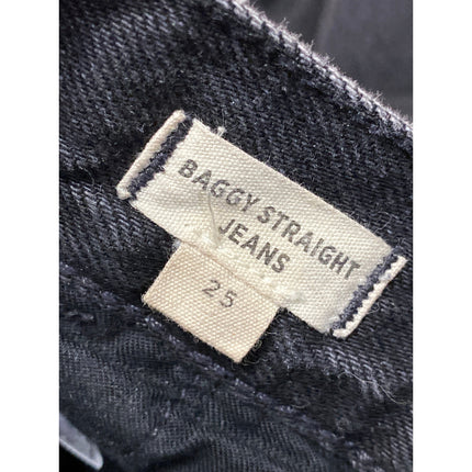 Madewell Baggy Straight Women's Black High Rise Pleated Denim Jeans Size 25