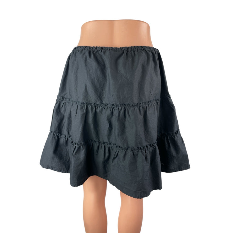 Aritzia Sunday Best Black High Waisted Tiered Ruffle A Line Mini Skirt Size L