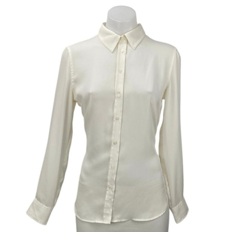 Banana Republic Dillon Classic Fit White Long Sleeve Button Down Shirt Top Sz S