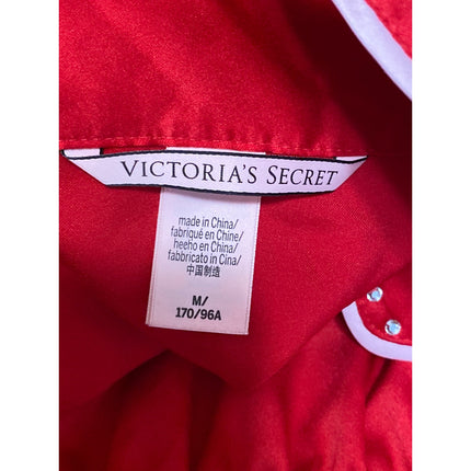 Victoria Secret Silky Satin Rhinestone Long Sleeve Short Pajama Sleepwear Set M