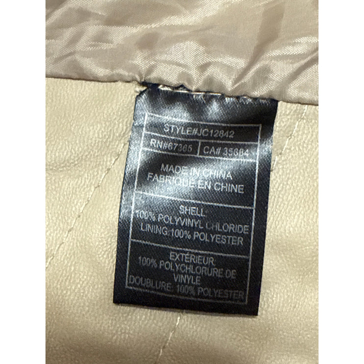Jack Women's Beige Faux Leather Vegan Asymmetric Zip Up Biker Moto Jacket Size S
