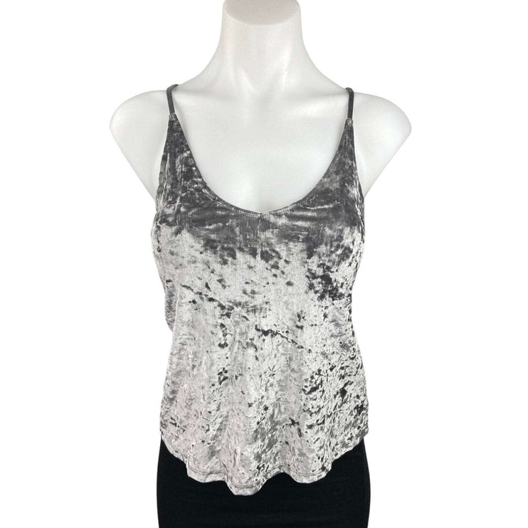 American Eagle Silver Gray Crushed Velvet Velour Sleeveless Cami Tank Top Sz XS