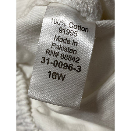 Woman Within White High Rise Elastic Waist Straight Trousers Casual Pants Sz 16
