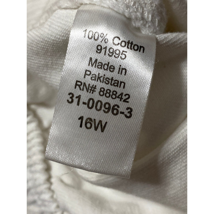 Woman Within White High Rise Elastic Waist Straight Trousers Casual Pants Sz 16