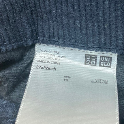 Uniqlo Women's Black Corduroy High Waisted Straight Leg Denim Jeans Pants Sz 27