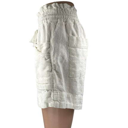 House of Harlow 1960 White Linen Drawstring High Rise Paperbag Shorts Size S