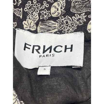 FRNCH Womens Black White Doodle High Waist Tiered Maxi Boho A-Line Flare Skirt S