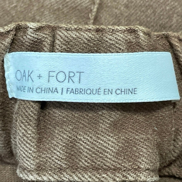 Oak + Fort Women's Brown High Waisted Wide Leg Baggy Cropped Denim Jeans Size L