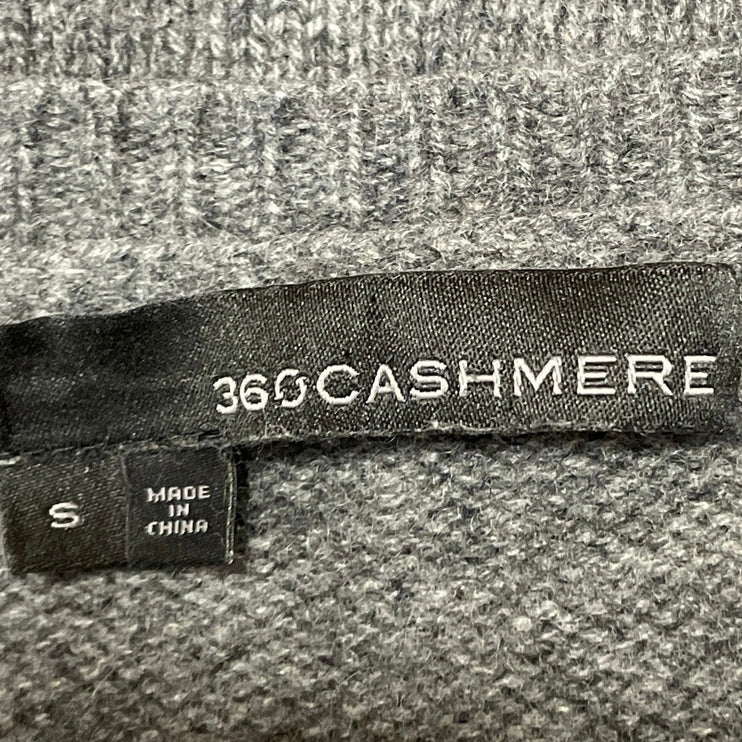 360 Cashmere Women's Gray Orange Star Knit Long Sleeve Round Sweater Top Size S
