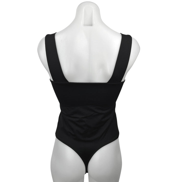 Abercrombie & Fitch Black Sleeveless Square Neck Strap Soft Bodysuit Thong Top S