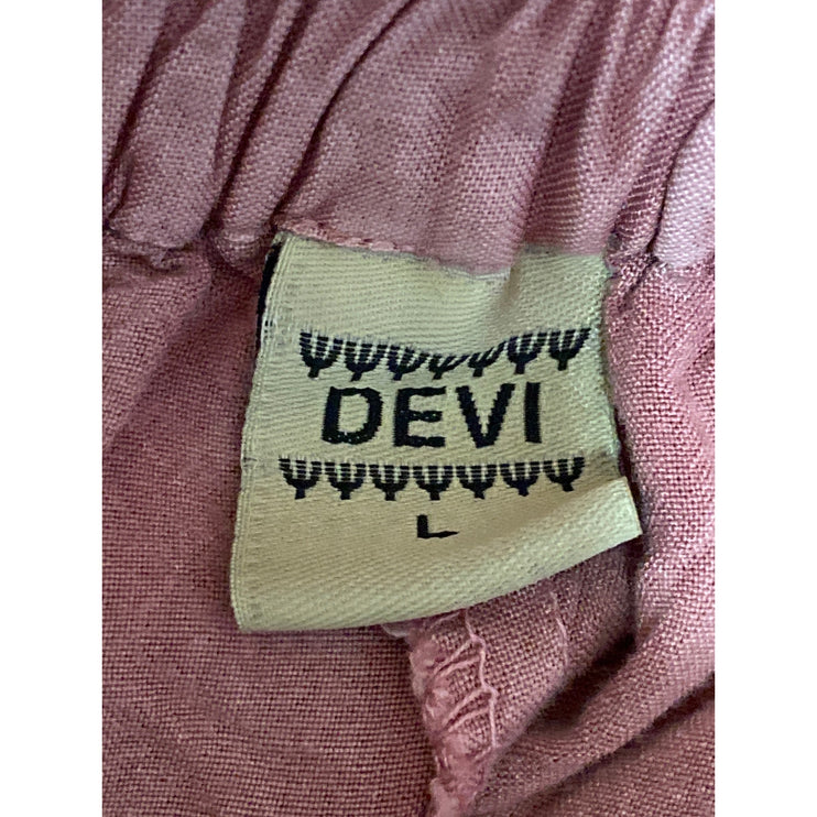 Devi Women's Pink Elastic Waist High Rise Casual Tapered Jogger Trousers Pants L