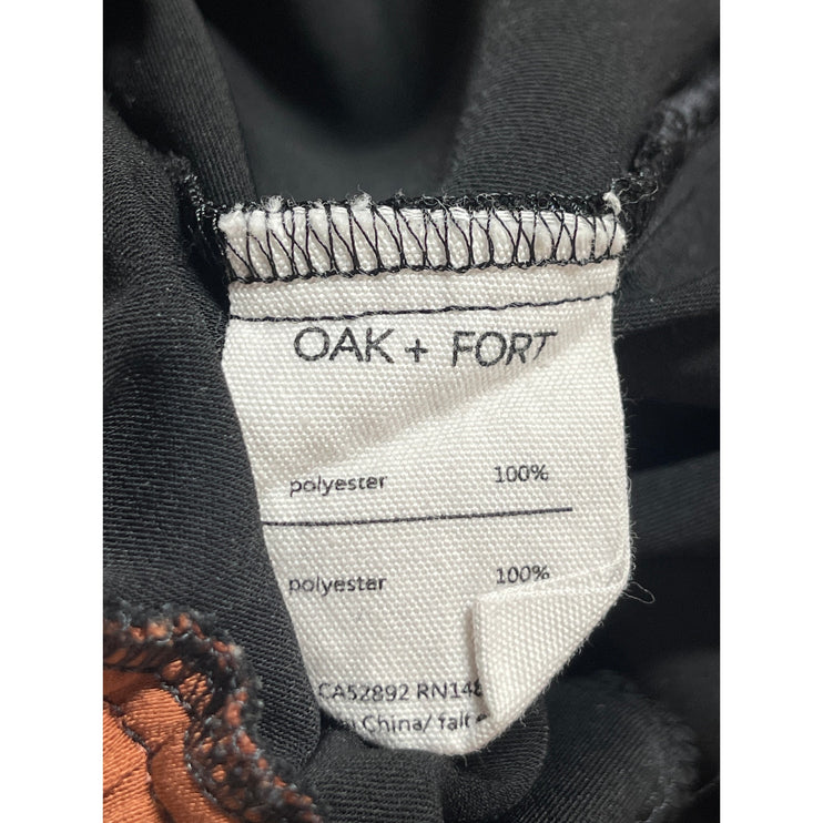 Oak + Fort Women's Black Elastic Waist High Rise Wide Leg Trouser Pants Size M