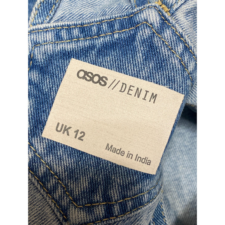 Asos Womens Sleeveless One Piece Denim Dungarees Overalls Jumpsuit Romper Sz 12