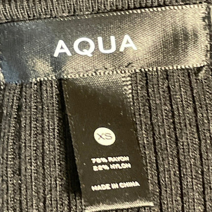 Aqua Women's Black Ribbed Knit Long Sleeve Tie V Neck Cardigan Crop Top Size XS