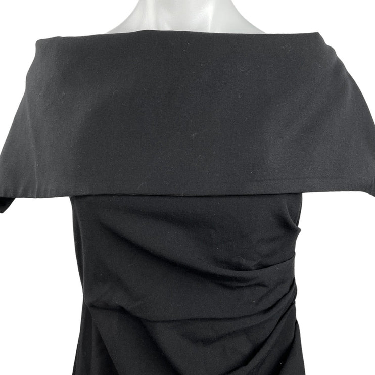 Vince Camuto Black Off Shoulder Popover Cinched Cocktail Party Sheath Dress Sz 6