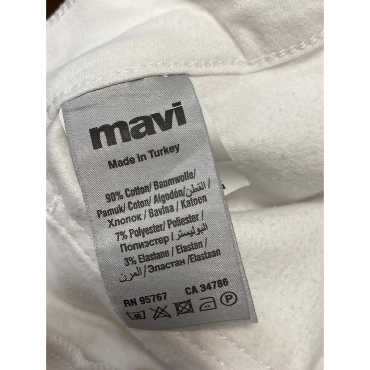 Mavi Women's White Mid Rise Slim Fit Straight Casual Cargo Denim Jeans Size M