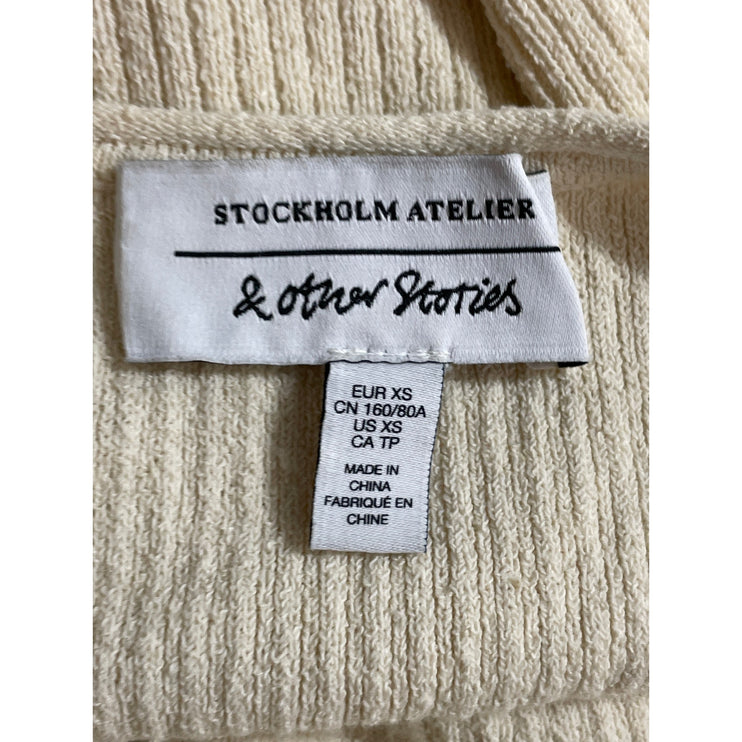 & Other Stories Cream Rib Knit Linen Sleeveless Tank Slit Maxi Sweater Dress XS