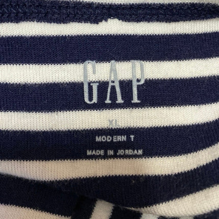 Gap Women's Blue White Striped Square Neck Short Sleeve Knit Tee Shirt Top Sz XL