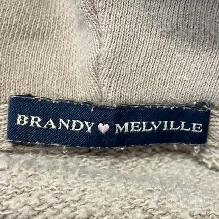 Brandy Melville Women's Beige Taupe Full Zip Hoodie Hooded Sweatshirt Top Size S