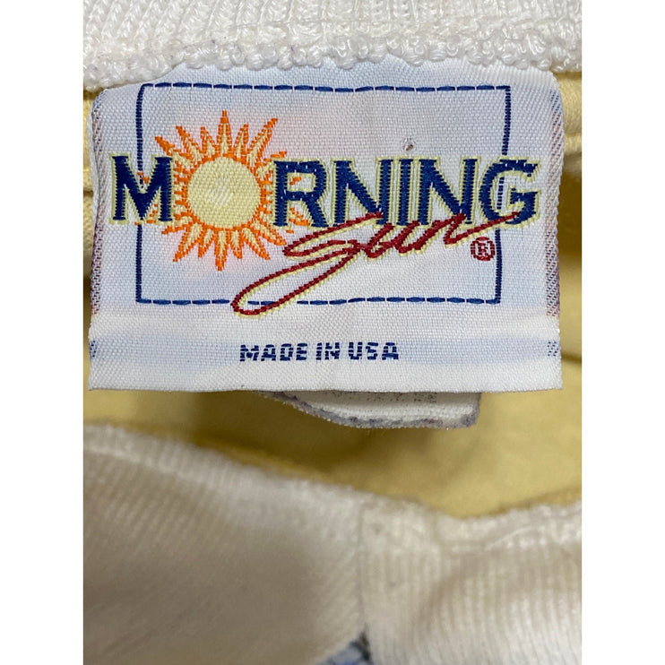 Morning Sun Women's Yellow Floral Print Collared Short Sleeve Blouse Top Size S