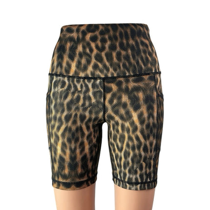Yogalicious Lux Leopard Animal Print Yoga Workout Athletic Biker Shorts Size S