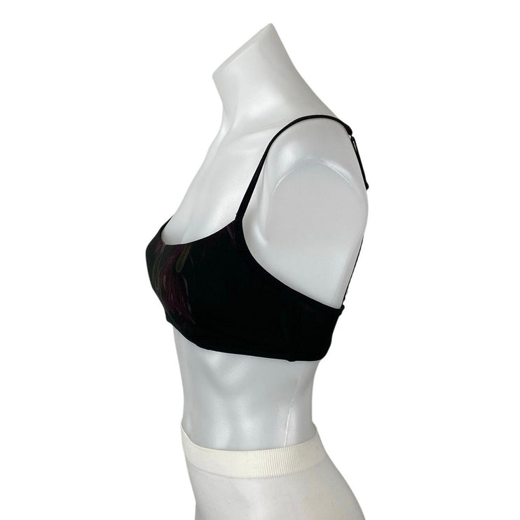 Lululemon Daily Black Floral Sleeveless Activewear Sports Bra Crop Tank Top S