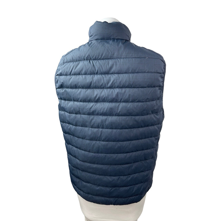 Uniqlo Ultra Light Houndstooth Women's Blue Full Zip Puffer Vest Jacket Size S