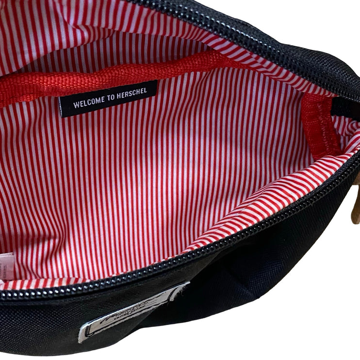 Herschel Classic Unisex Black Zip Striped Lined Travel Hip Pack Belt Bag OS