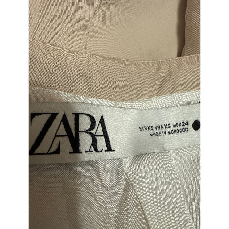 Zara Women's Beige Tan Sleeveless Button Down Blazer Vest Crop Tank Top Size XS