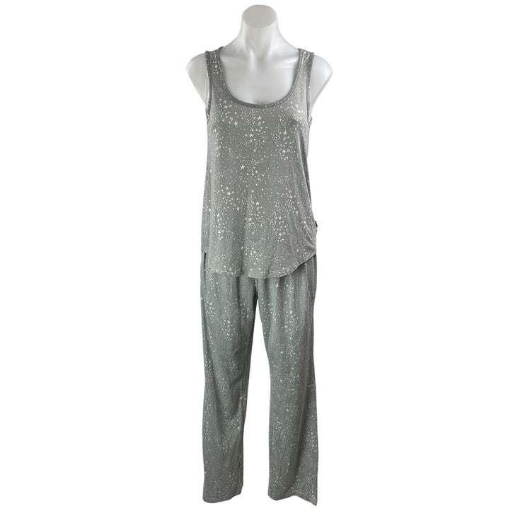 Eddie Bauer Womens Gray White Star Print Sleeveless Tank Sleepwear Pajamas Set S