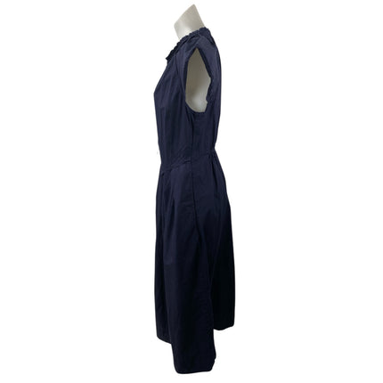 Free Assembly Blue Flutter Sleeve Zip Front Midi Fit Flare A-Line Shirt Dress M