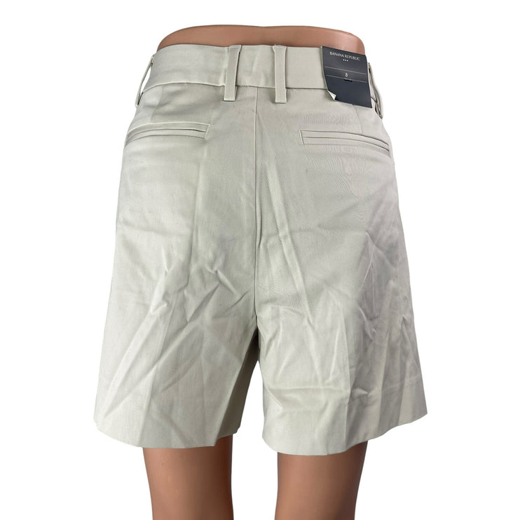 NEW Banana Republic Women's White High Rise Chino Khaki Bermuda Shorts Size 8