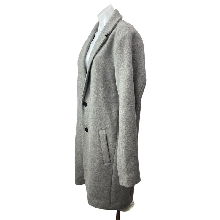 Hollister Women's Gray Long Sleeve Button Longline Trench Coat Jacket Size L