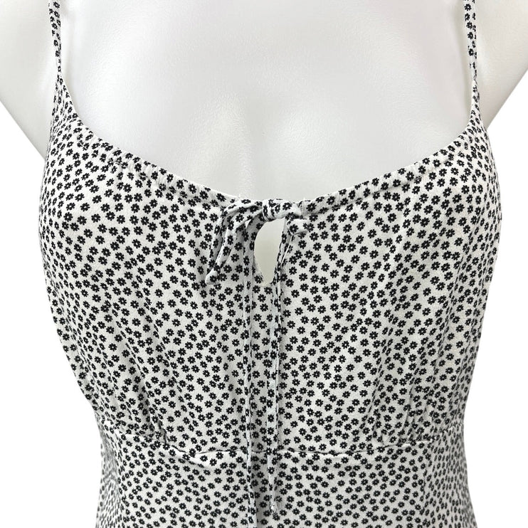 Abercrombie & Fitch White Black Floral Slit Midi Cami Camisole Bodycon Dress M