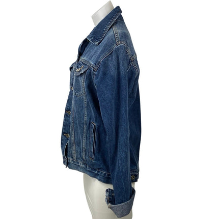 Denim Desire Women's Blue Medium Wash Long Sleeve Button Up Jean Jacket Size L