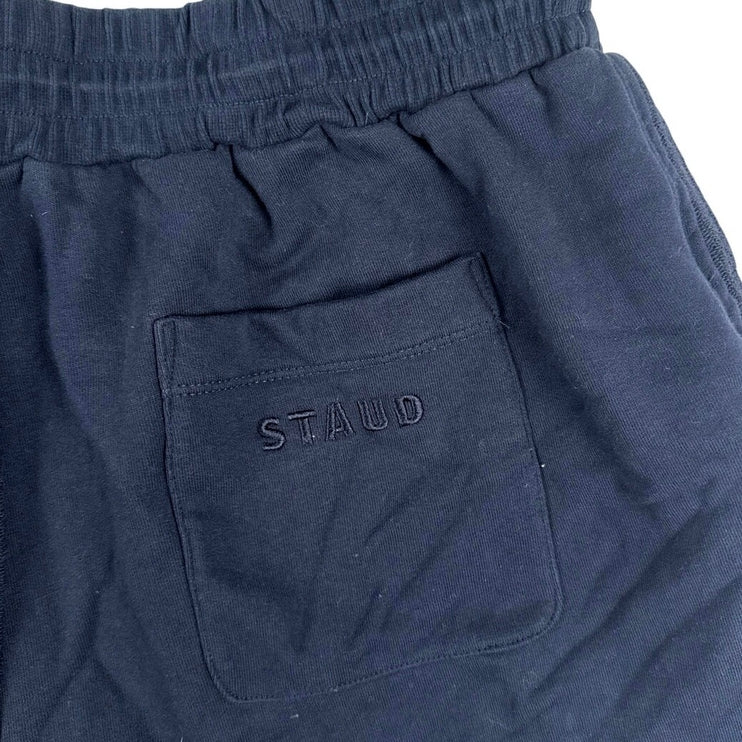 Staud Women’s Navy Blue Elastic Waist Drawcord Pull On Casual Sweat Shorts XL