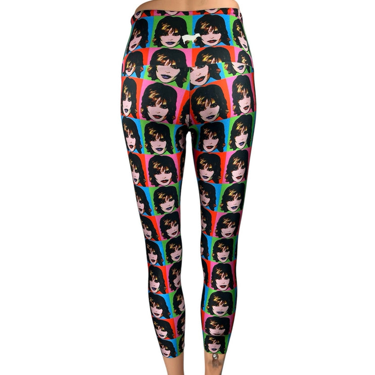 Goldsheep Lisa Rinna Multicolor Face Print Pop Art Skinny Yoga Leggings Pants XS