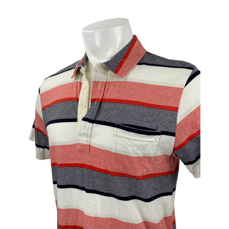 Billy Reid Mens Multicolor Striped Short Sleeve Golf Colorblock Polo Shirt Top L